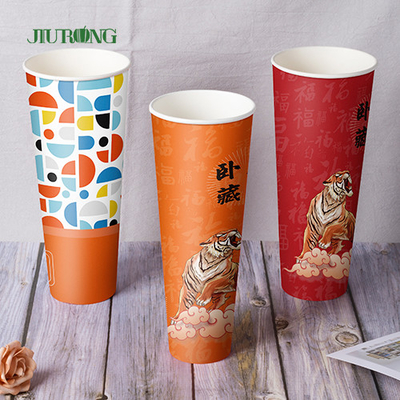 Printed Reusable Festival Paper Coffee Cup Round Shape