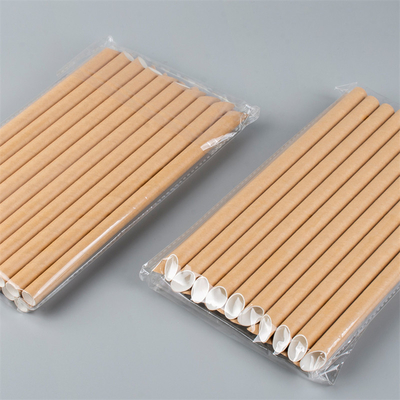 Biodegradable Drinking Paper Straw 6*197mm 8*230mm Non Toxic Custom Logo