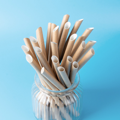 Biodegradable Drinking Paper Straw 6*197mm 8*230mm Non Toxic Custom Logo