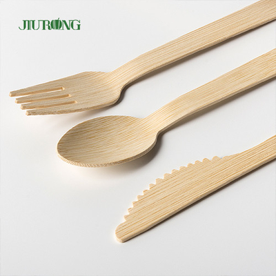 Dispos Biodegradable Bamboo Tableware Wooden Knife Fork Spoon Flatwar Cutleri Set