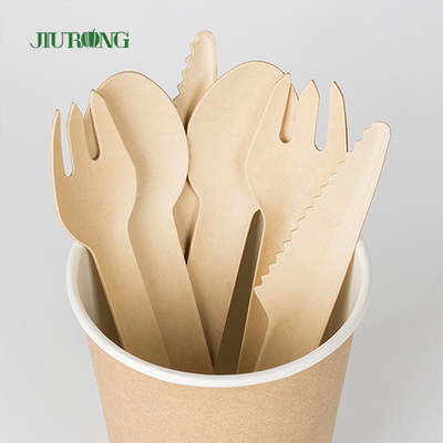 Custom Biodegradable Disposable Cutlery Flatware Sugarcane Bagasse Knife Fork Spoon Set