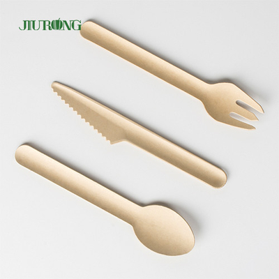 Custom Biodegradable Disposable Cutlery Flatware Sugarcane Bagasse Knife Fork Spoon Set