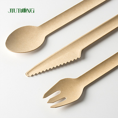 Custom Biodegradable Disposable Cutlery Flatware Sugarcane Bagasse Knife Fork Spoon Set
