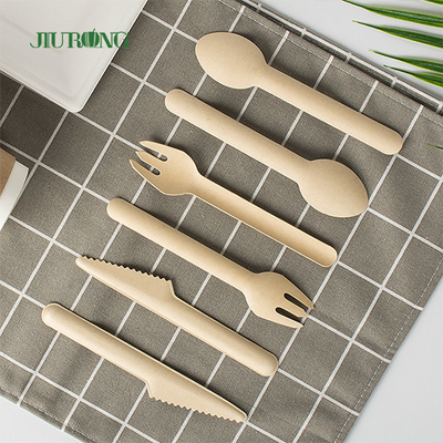 Custom Biodegradable Disposable Cutlery Flatware Sugarcane Bagasse Knife Fork Spoon Set