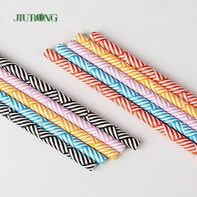 Colorful Disposable Biodegradable Paper Drinking Straw Striped Pattern Food Grade