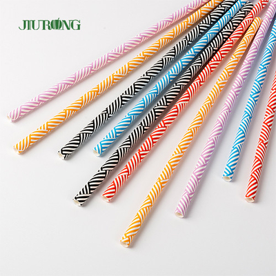 Colorful Disposable Biodegradable Paper Drinking Straw Striped Pattern Food Grade