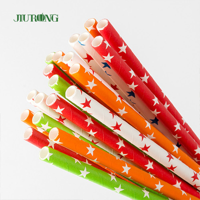 FDA Dot Printing Stripe Paper Straw For Takeaway Food Services