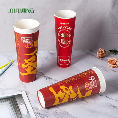 Custom Biodegradable Paper Cups 500ml Water Based Flexo Printing