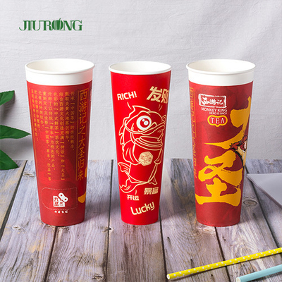 Custom Biodegradable Paper Cups 500ml Water Based Flexo Printing