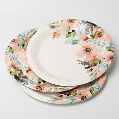 Disposable Flower Dinner Dessert Paper Plate Valentine Day Theme Party Supplies
