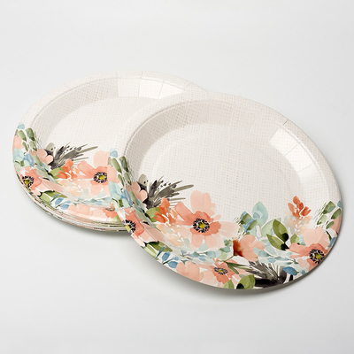 Disposable Flower Dinner Dessert Paper Plate Valentine Day Theme Party Supplies