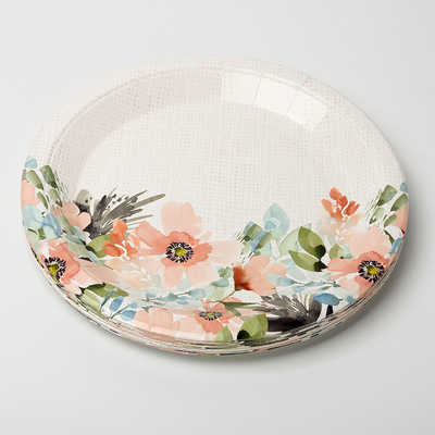 Disposable Flower Dinner Dessert Paper Plate Valentine Day Theme Party Supplies