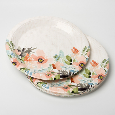 Disposable Flower Dinner Dessert Paper Plate Valentine Day Theme Party Supplies