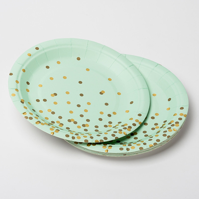 FSC Anti Dirty Biodegradable Paper Plates With Golden Dot Design