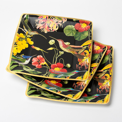 Oilproof Square Biodegradable Paper Plates Dish Tableware Set