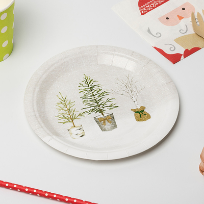 LFGB Biodegradable Paper Plates Compostable Potted Plant Birthday Party Supplies Tableware Set