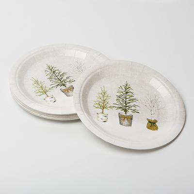 LFGB Biodegradable Paper Plates Compostable Potted Plant Birthday Party Supplies Tableware Set