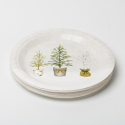 LFGB Biodegradable Paper Plates Compostable Potted Plant Birthday Party Supplies Tableware Set
