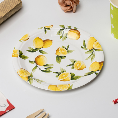 Eco Friendly Biodegradable Paper Plates Compostable Lemon Birthday Party Supplies