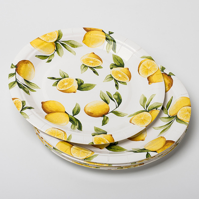 Eco Friendly Biodegradable Paper Plates Compostable Lemon Birthday Party Supplies