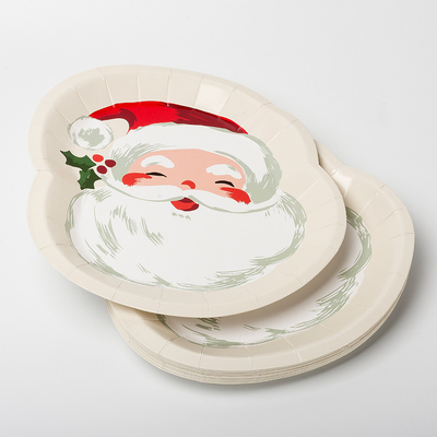 FDA Disposable Paper Plate Santa Claus Christmas Party Supplies Set Special Shape
