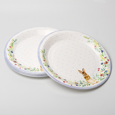 Disposable Cute Rabbit Paper Plate Child Party Supplies Dish Set