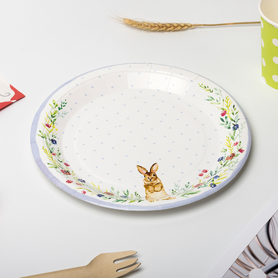 Disposable Cute Rabbit Paper Plate Child Party Supplies Dish Set