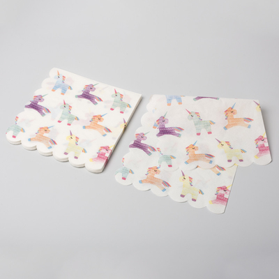 Dining Room Biodegradable Disposable Cutlery Festive Party Unicorn Paper Napkin