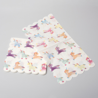 Dining Room Biodegradable Disposable Cutlery Festive Party Unicorn Paper Napkin
