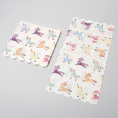 Dining Room Biodegradable Disposable Cutlery Festive Party Unicorn Paper Napkin