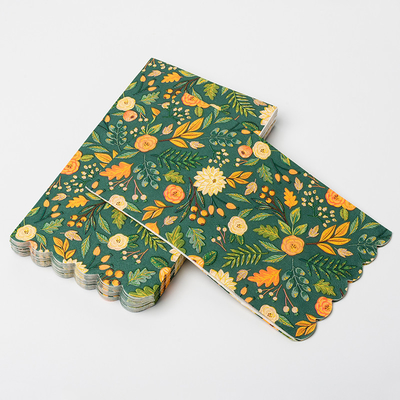 EU Biodegradable Disposable Cutlery Colorful Flower Design Valentine Day Party Paper Napkin