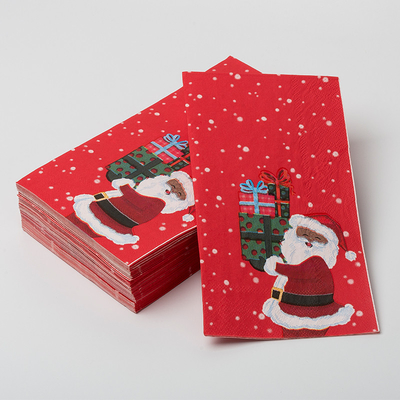 LFGB Biodegradable Disposable Cutlery Santa Claus Christmas Theme Party Paper Napkin