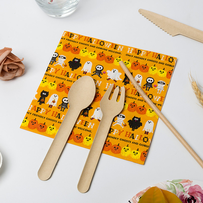 Safe Gold Paper Napkin Crazy Pumpkin Ghost Design Halloween Theme Party Supplies