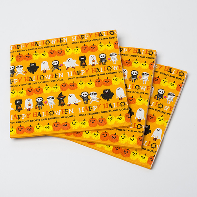 Safe Gold Paper Napkin Crazy Pumpkin Ghost Design Halloween Theme Party Supplies