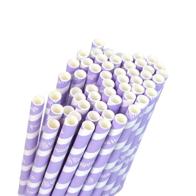 Golden Striped Biodegradable Paper Straw Kraft Christmas Straws 5*120mm