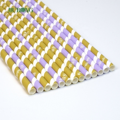 Golden Striped Biodegradable Paper Straw Kraft Christmas Straws 5*120mm