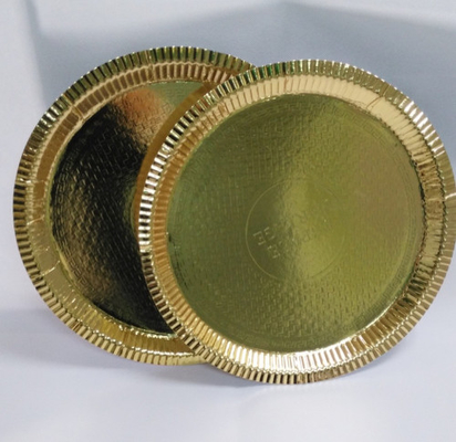 Food Grade Disposable Biodegradable Paper Plates Round Gold for Restaurant