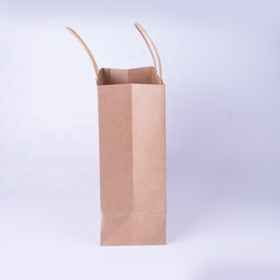 Customized Flat Handle Biodegradable Paper Bag Eco Friendly 280mm Logo Print