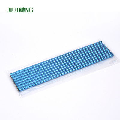 Blue Coated Biodegradable Paper Straw Disposable Straight Tube Custom logo