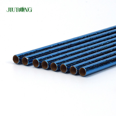 Blue Coated Biodegradable Paper Straw Disposable Straight Tube Custom logo