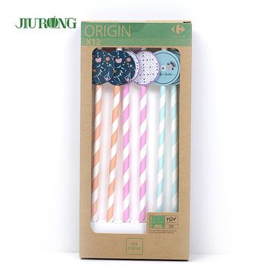 Food paper biodegradable straws Packaging Stripes Eco Friendly OEM ODM