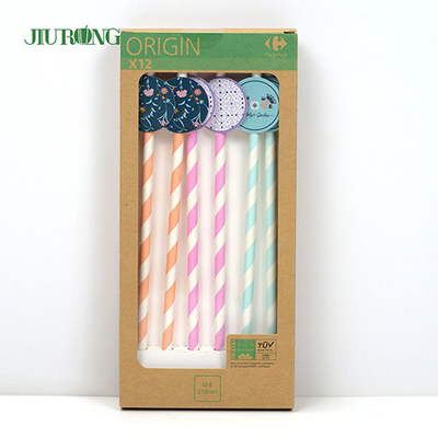 Food paper biodegradable straws Packaging Stripes Eco Friendly OEM ODM