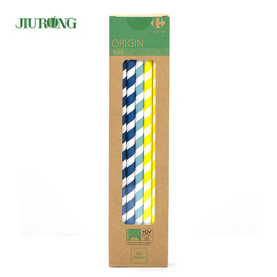 Food paper biodegradable straws Packaging Stripes Eco Friendly OEM ODM