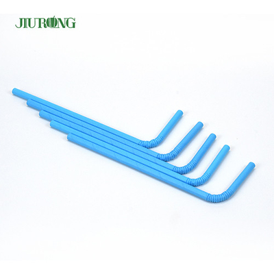 Biodegradable Bendy Paper Drinking Straws Blue Striped Food Grade