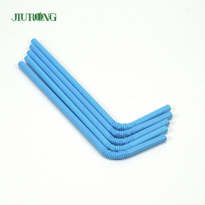 Biodegradable Bendy Paper Drinking Straws Blue Striped Food Grade