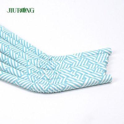 Light Blue Disposable Biodegradable Paper Straw Bendable 150mm For Gifts Store