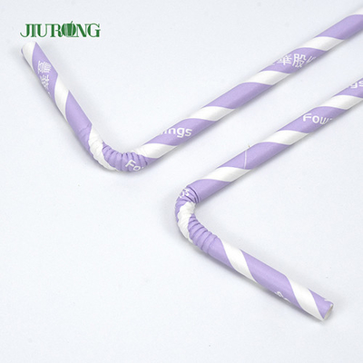 Purple Striped Christmas Paper Straws Biodegradable Eco Friendly