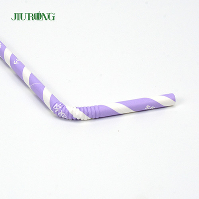 Purple Striped Christmas Paper Straws Biodegradable Eco Friendly