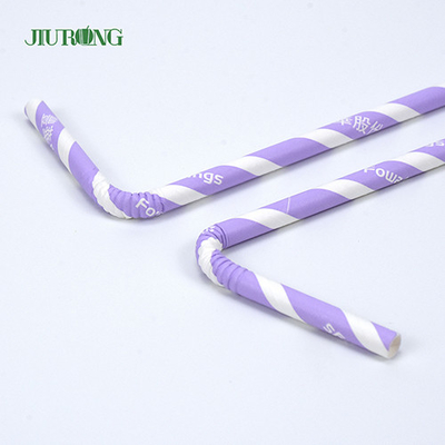 Purple Striped Christmas Paper Straws Biodegradable Eco Friendly
