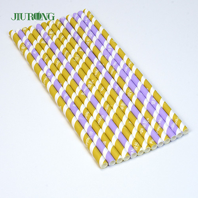 Colored Kraft Biodegradable Paper Drinking Straws 10*250mm Food Grade